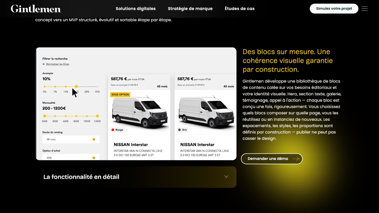Rendu final sur le site Gintlemen
