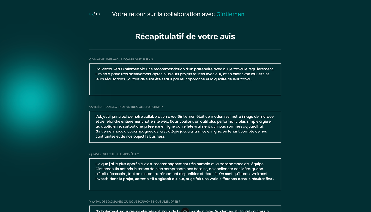 Récapitulatif des réponses modifiables